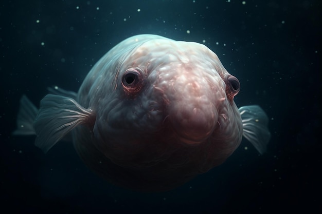 Un pesce con una faccia rosa è nell'acqua.