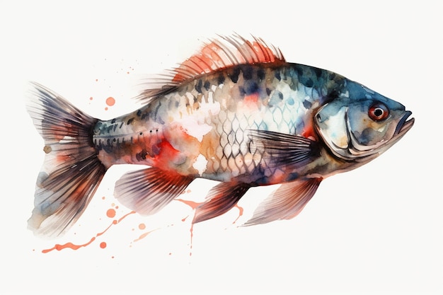 Un pesce con una spruzzata di vernice sopra