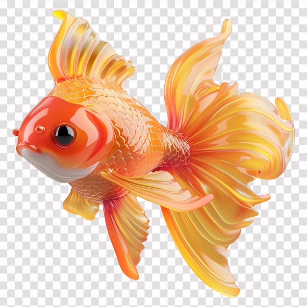 un pesce dorato con una coda rossa e uno sfondo biancoCute koi 3d immagine nuovo anno salto carpa vetrata 3