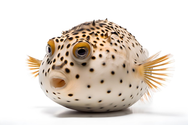 Un pesce palla con uno sfondo bianco