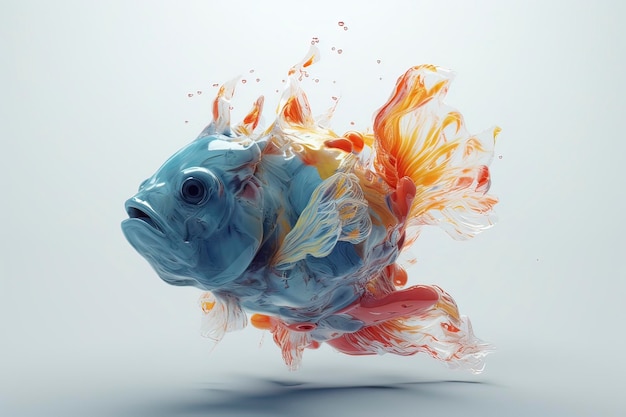 Un pesce rosso composto da colori astratti Immagine generata dalla tecnologia AI