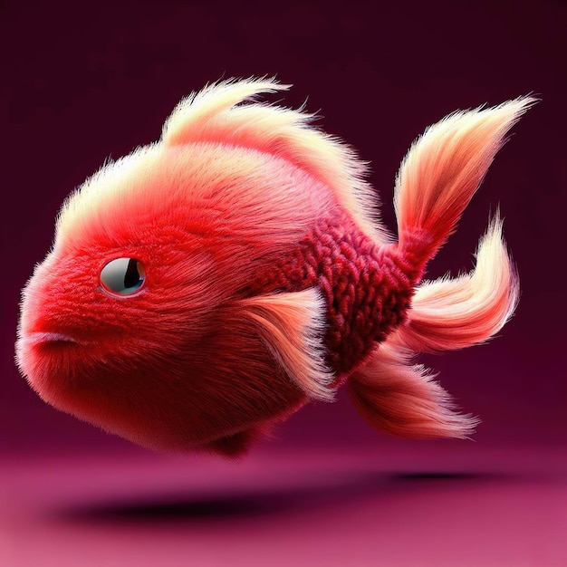 Un pesce rosso con un occhio nero e un occhio nero.