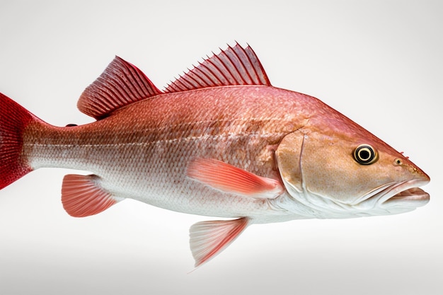 Un pesce rosso con una coda rossa e una coda rossa.