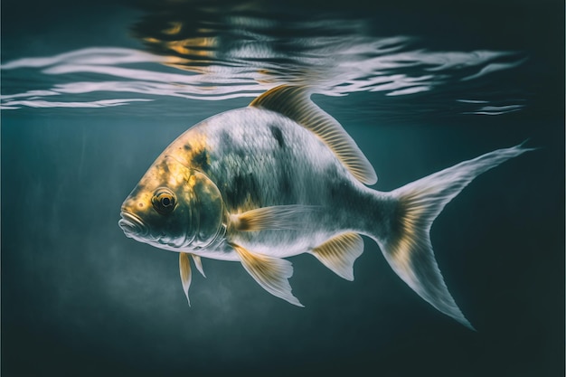 Un pesce rosso nel suo mondo acquatico isolato