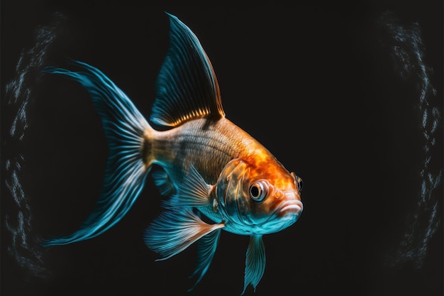 Un pesce rosso nel suo mondo acquatico isolato