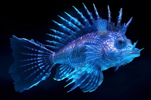 Un pesce scorpione in blu