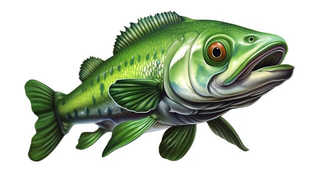 Un pesce verde isolato su uno sfondo bianco