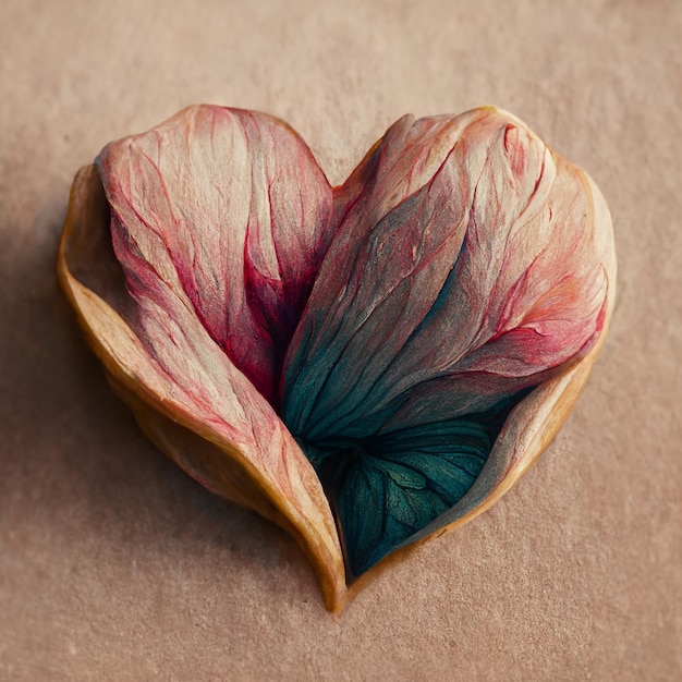 Un pezzo a forma di cuore con un fiore al suo interno
