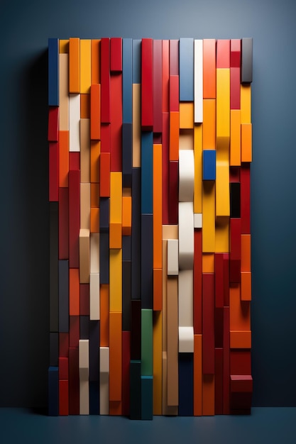 Un pezzo d'arte astratto multicolore su una parete