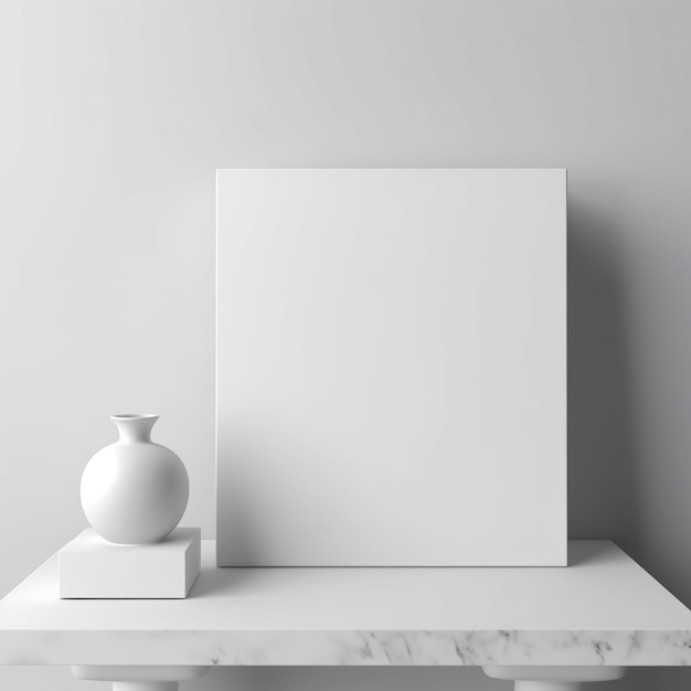 un pezzo d'arte bianco è su un tavolo bianco con un vaso bianco su di esso
