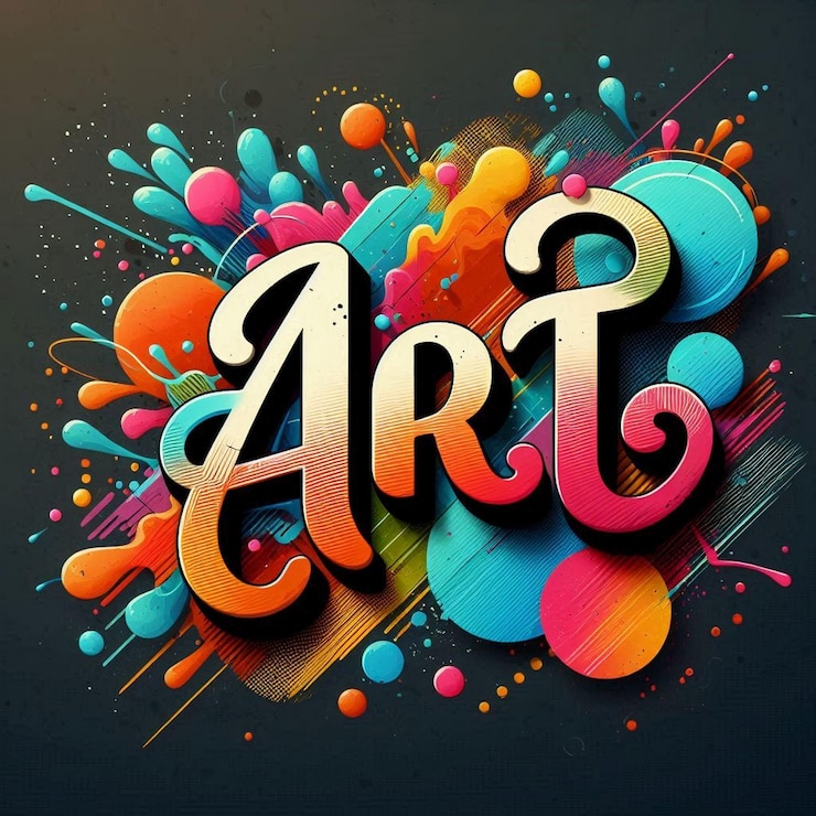 Foto un pezzo d'arte colorato con la parola arte su di esso