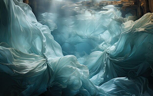 un pezzo di materiale blu e bianco sta galleggiando in un serbatoio d'acqua.