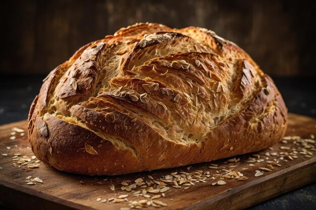 Un pezzo di pane appena cotto sul legno