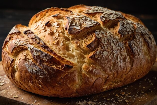 Un pezzo di pane appena cotto sul legno