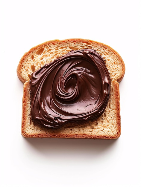 Un pezzo di pane con riempimento a vortice di cioccolato isolato su uno sfondo bianco