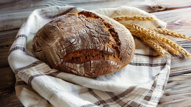 Un pezzo di pane su un asciugamano.