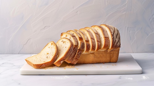 un pezzo di pane sul tavolo bianco