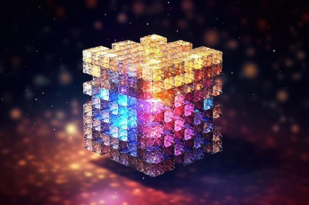 Un pezzo di puzzle colorato con le parole "cube" su di esso