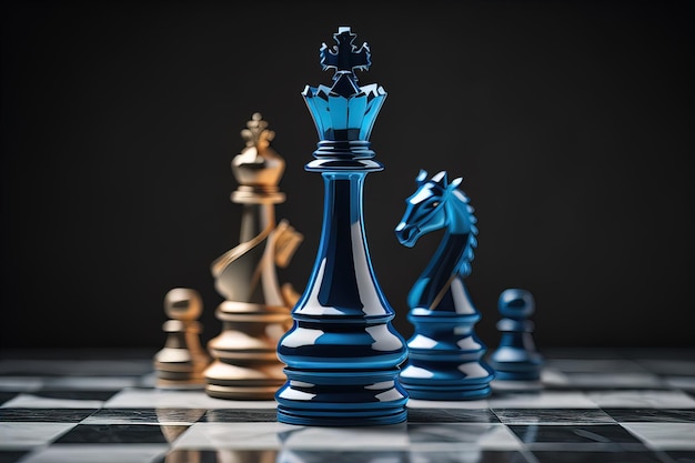 Un pezzo di scacchi diverso su uno sfondo a colori solidi ai generativo
