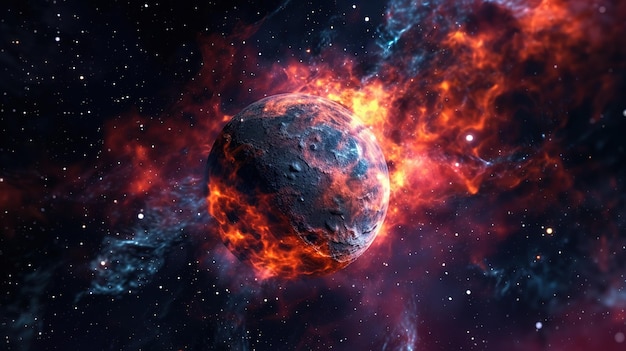 Un pianeta in fiamme nella galassiaIA generativa