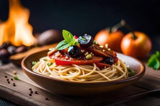 un piattino di cibo con un piatto di cibo che dice cibo