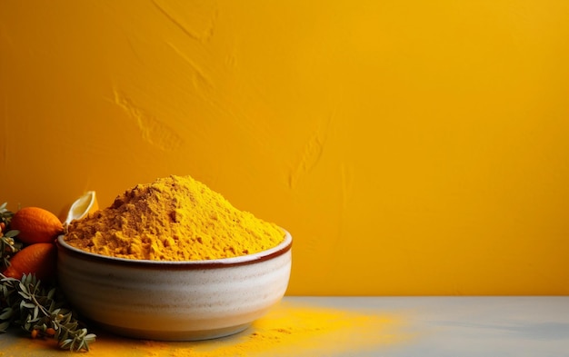 Un piatto al curry dai colori naturali in uno stile luminoso e minimalista Generative Ai