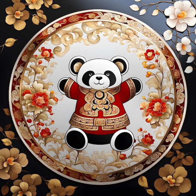 un piatto con un orso panda che dice panda