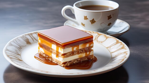 un piatto con una tazza di caffè e una tazza di caffè.