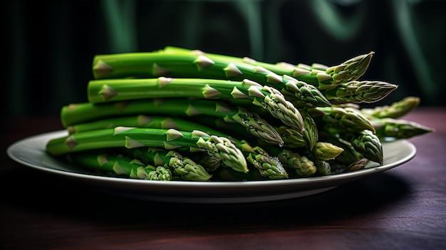 un piatto di asparagi su un tavolo