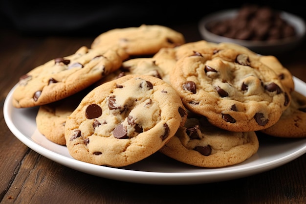 Un piatto di biscotti al cioccolato