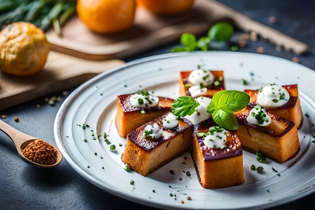 Un piatto di cibo che è su un tavolo