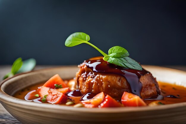 un piatto di cibo con carne e verdure