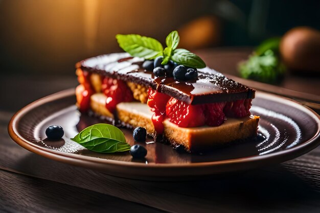 un piatto di cibo con della frutta sopra