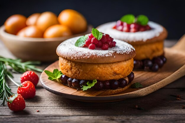 Un piatto di cibo con sopra un mucchio di frutta