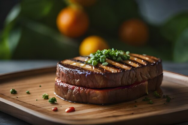 Un piatto di cibo con sopra una bistecca