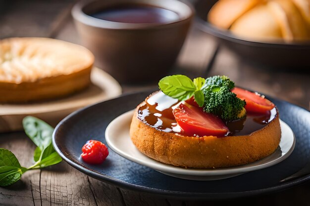 Un piatto di cibo con sopra una fragola