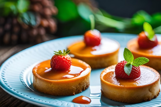 un piatto di cibo con una fragola sopra