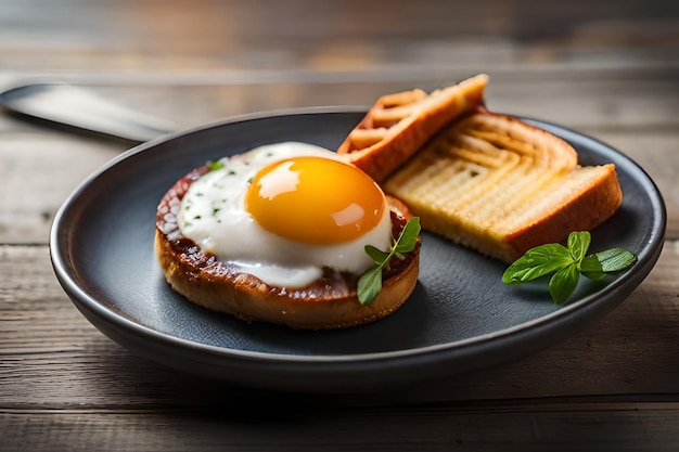 Un piatto di cibo per la colazione con sopra un uovo