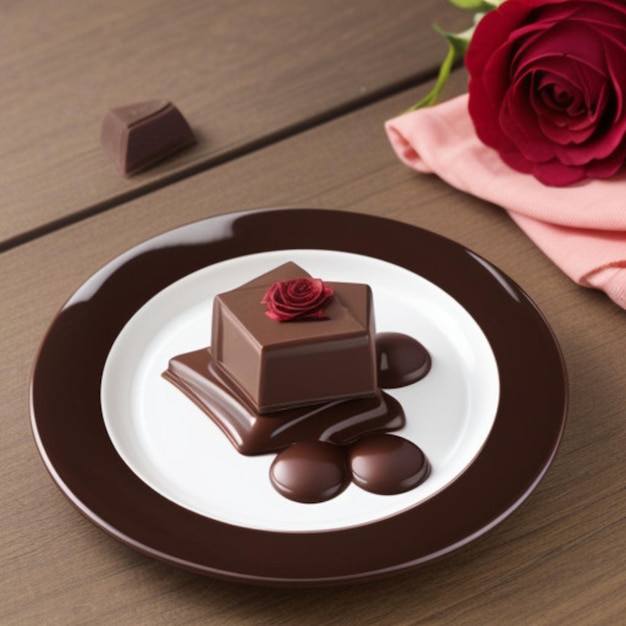 un piatto di cioccolato e cioccolatini su un tavolo