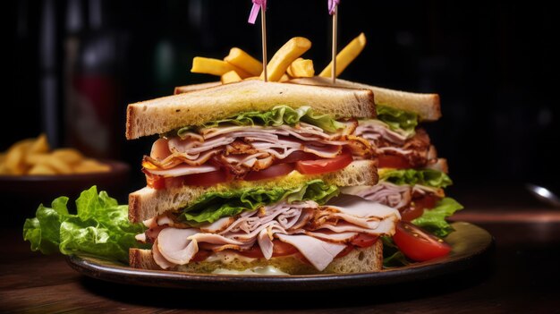 Un piatto di deliziosi club sandwich