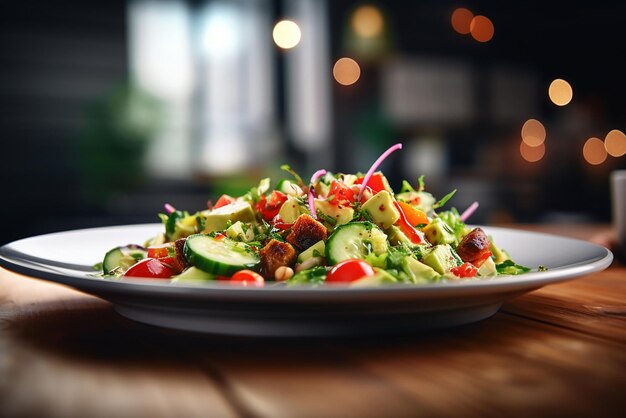 Un piatto di insalata fresco in attesa di essere mangiato