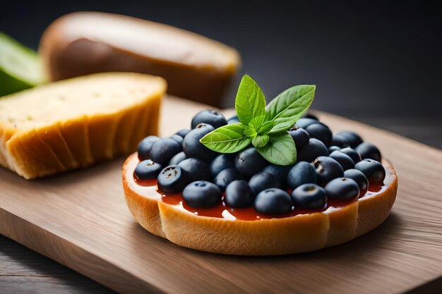 Un piatto di mirtilli su un pane