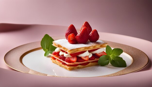 un piatto di pancake con fragole e crema