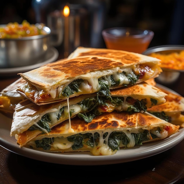 Un piatto di quesadillas salate con una fusione di sapori