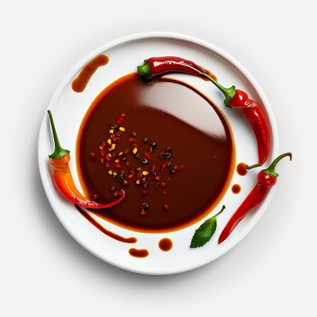 Un piatto di salsa di peperoncino e peperoni