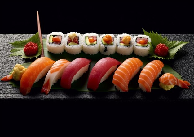 Un piatto di sushi con sopra la parola sushi