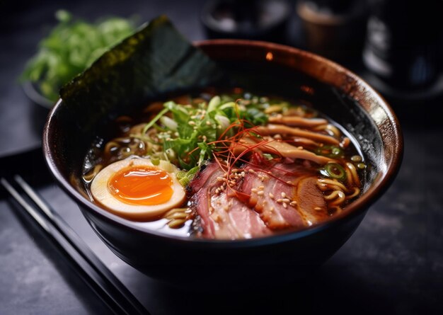 Un piatto di tagliatelle giapponesi ricco di ramen