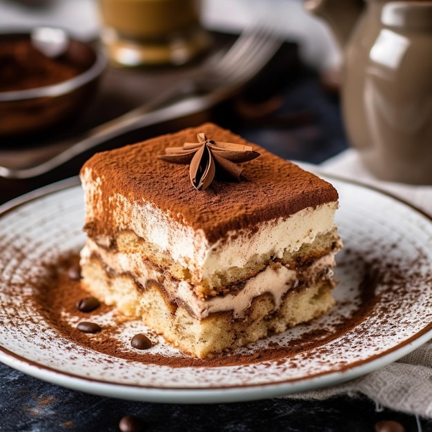 Un piatto di tiramisù con sopra una stella