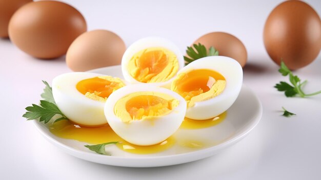 Un piatto di uova sode con qualche uovo sopra