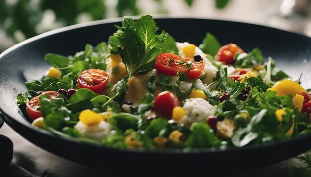 Un piatto in cui gli ingredienti provengono direttamente da un giardino lussureggiante